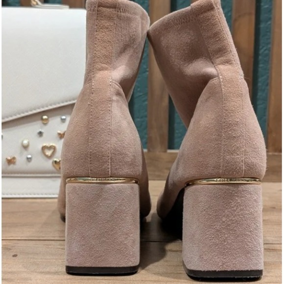 Cole Haan Laree Suede Sock Bootie Women's 9.5 in Mocha Mousse Block Heel Stretch - Picture 4 of 10